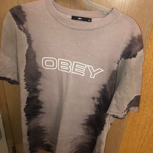 Oversized Obey Grey & Black Tie Dye T Shirt